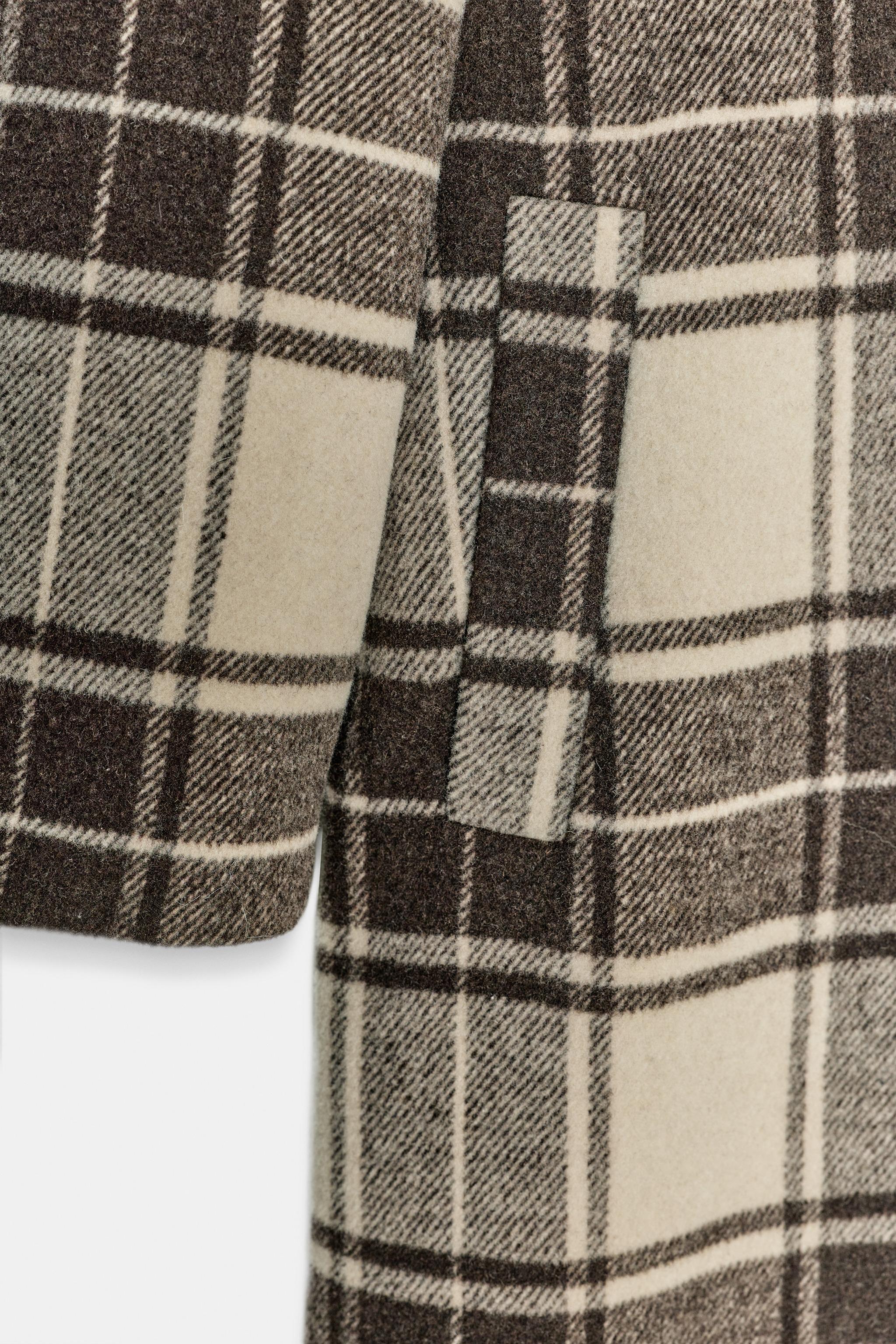 EXTRA LONG PLAID WOOL COAT